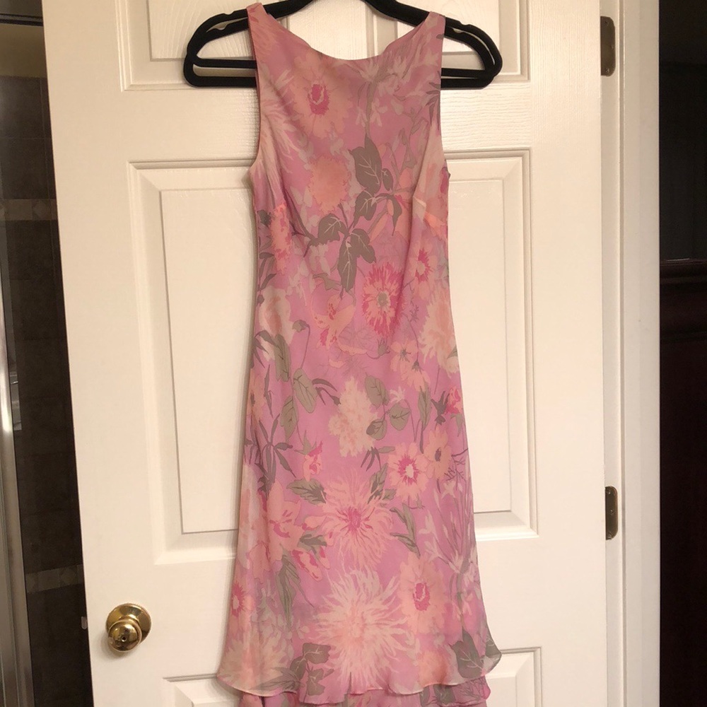 RALPH LAUREN PINK AND GREEN FLORAL TEA DRESS 6